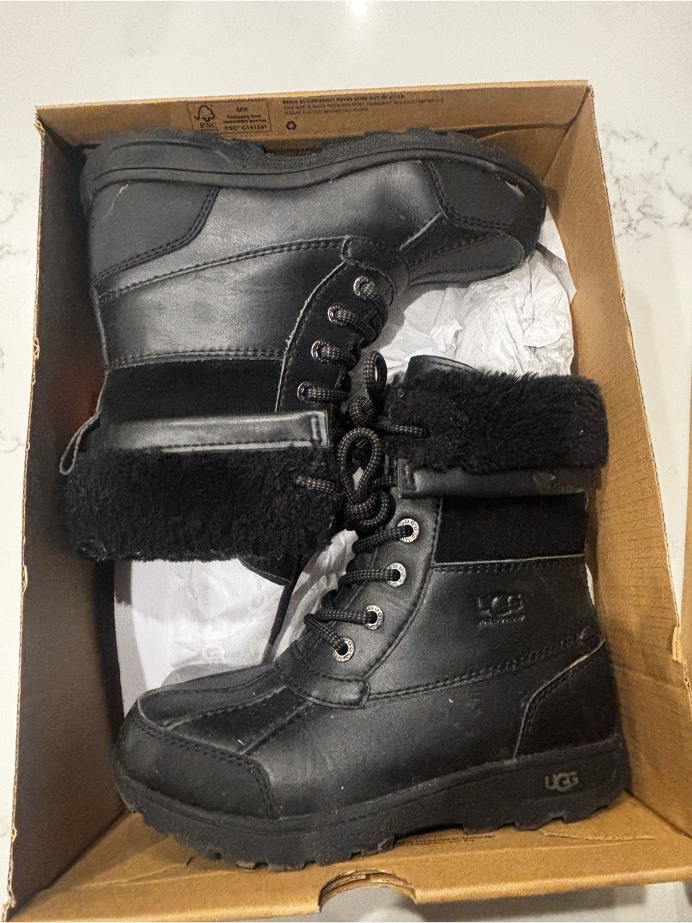 Kid’s UGG Black Boot Box with Size Label